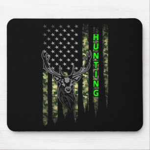 Patriotic Whitetail Buck Deer Hunting American Cam Mouse Pad