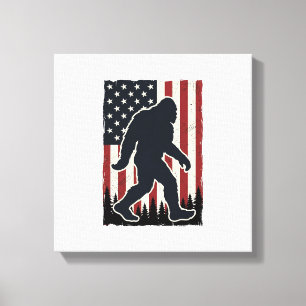 Patriotic Wilderness Creature Vintage Flag Vector Canvas Print