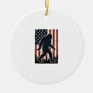 Patriotic Wilderness Creature Vintage Flag Vector Ceramic Ornament