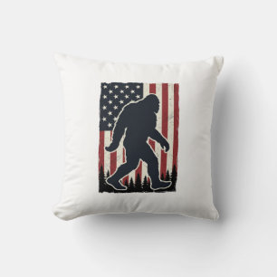 Patriotic Wilderness Creature Vintage Flag Vector Throw Pillow