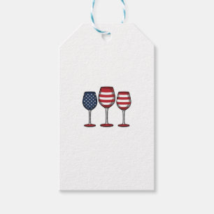 Patriotic Wine Glasses Vintage Vector Shirt Design Gift Tags