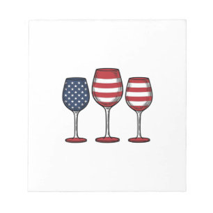 Patriotic Wine Glasses Vintage Vector Shirt Design Notepad
