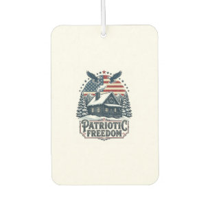 Patriotic Winter Cabin Vector Graphic Tee Air Freshener
