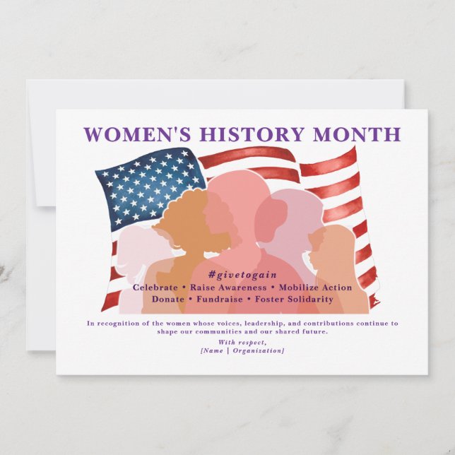 Patriotic Women’s History Month Recognition Holiday Card (Front)