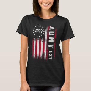 Patriotic Womens Promoted To Aunt Est 2023 First T T-Shirt
