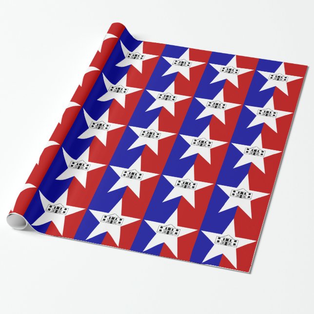 Patriotic wrapping paper Flag of San Antonio (Unrolled)