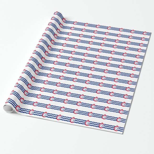 Patriotic wrapping paper with Flag of Cincinnati (Unrolled)