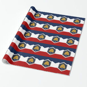 Patriotic wrapping paper with Flag of Utah, USA