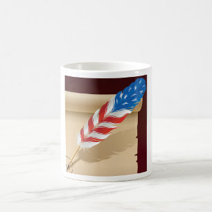 Patriotic Writing Feather on Antique Paper Coffee Mug
