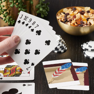 Patriotic Writing Feather on Antique Paper Playing Cards
