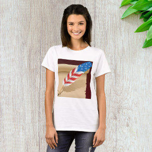 Patriotic Writing Feather on Antique Paper T-Shirt