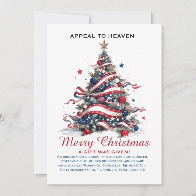 Patriotic Xmas Tree ATH1 with origin ed FLAT CARD (Front)