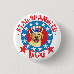 Patriotic Yellow Lab 1 Inch Round Button