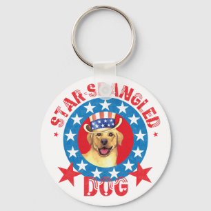 Patriotic Yellow Lab Keychain