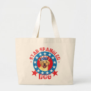 Patriotic Yellow Lab Large Tote Bag