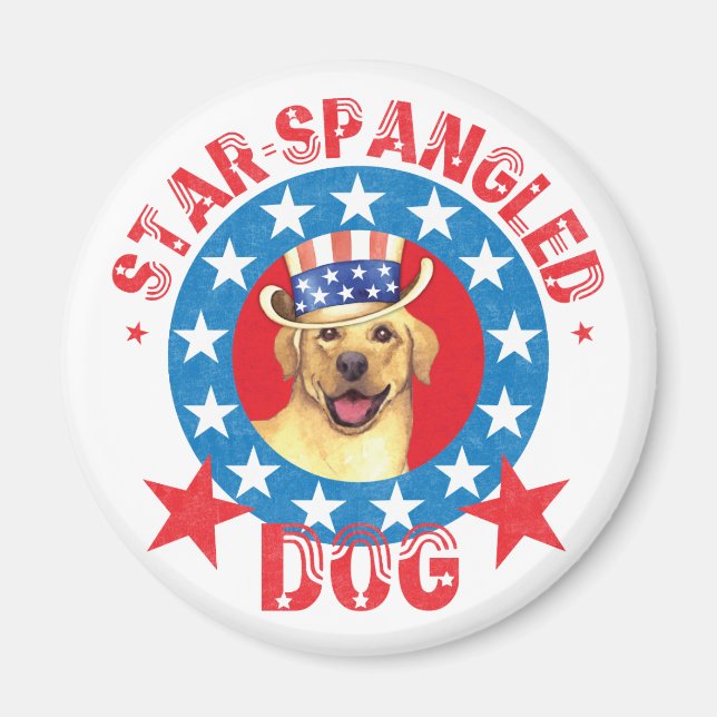 Patriotic Yellow Lab Magnet (Front)