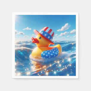 Patriotic Yellow Rubber Duck Napkin