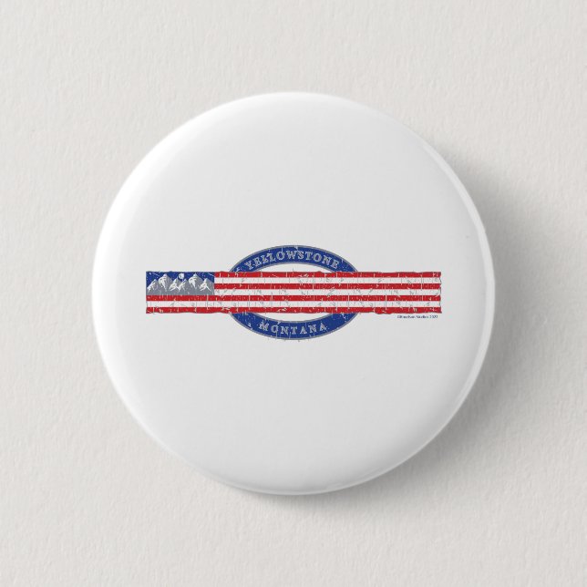 Patriotic Yellowstone Montana 2 Inch Round Button (Front)