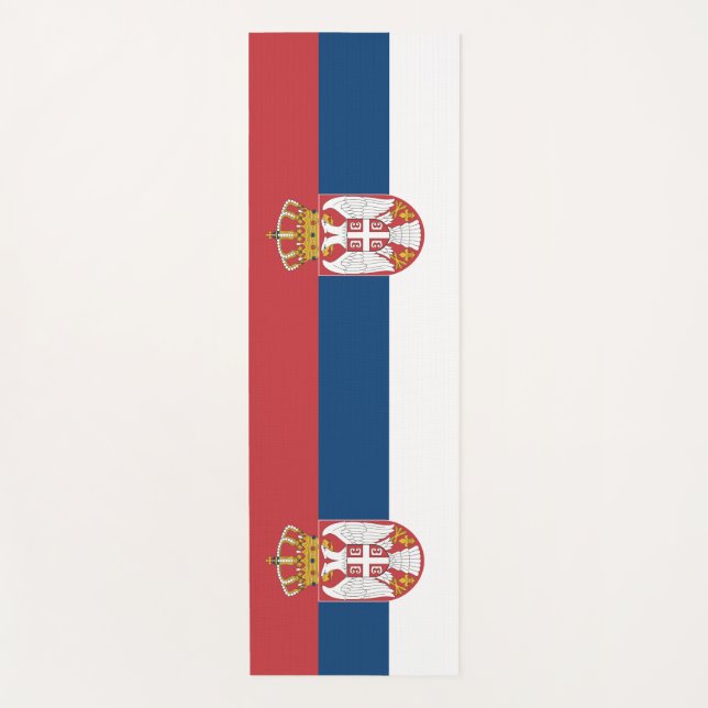Patriotic Yoga Mats with flag of Serbia (Front)
