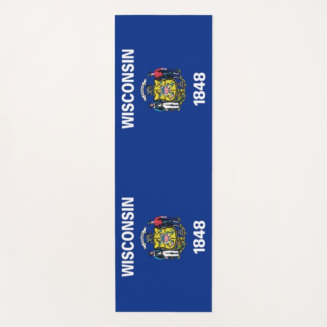 Patriotic Yoga Mats with flag of Wisconsin USA (Front)
