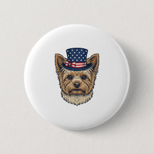 Patriotic Yorkshire Terrier Vintage 2 Inch Round Button