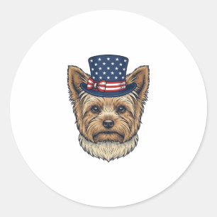 Patriotic Yorkshire Terrier Vintage Classic Round Sticker