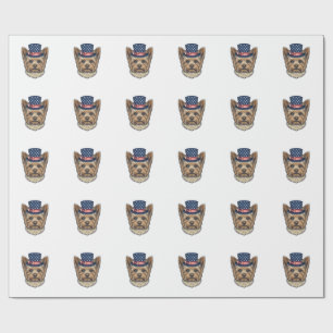 Patriotic Yorkshire Terrier Vintage Wrapping Paper