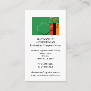 Patriotic   ZAMBIA FLAG   Photo Business Card