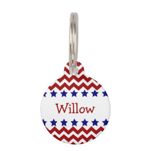 Patriotic Zigzag and Stars Pet ID Tag