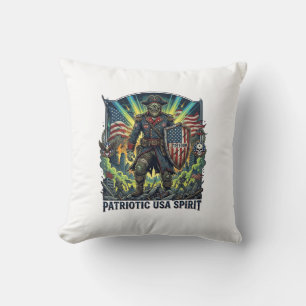 Patriotic Zombie Patriot General Zombie Apocalypse Throw Pillow
