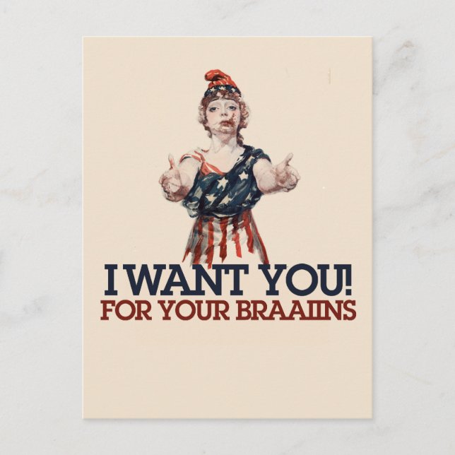 Patriotic Zombie Postcard (Front)