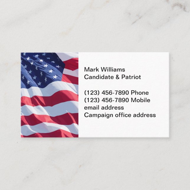 Patriotique American Flag Election Cartes de conta (Devant)