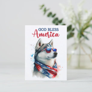 Patriotique Chien Husky, Carte postale de Dieu Bén