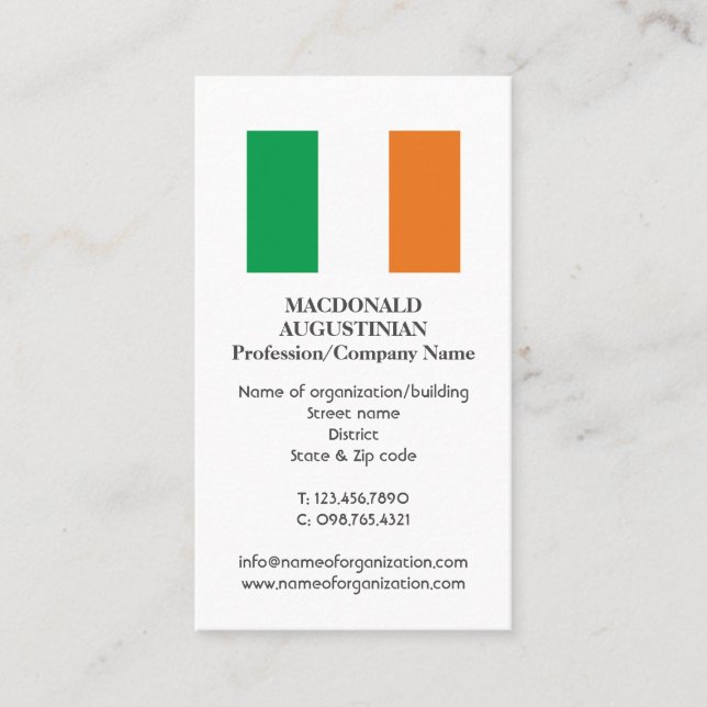 Patriotique | DRAG IRLANDAIS | Carte de visite pho (Devant)