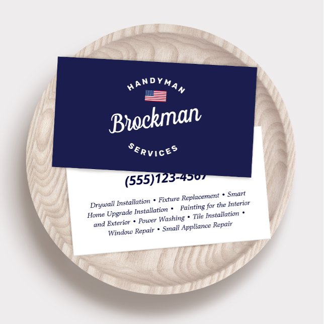 Patriotique Handyman Carte de visite de menuiserie (Créateur téléchargé)