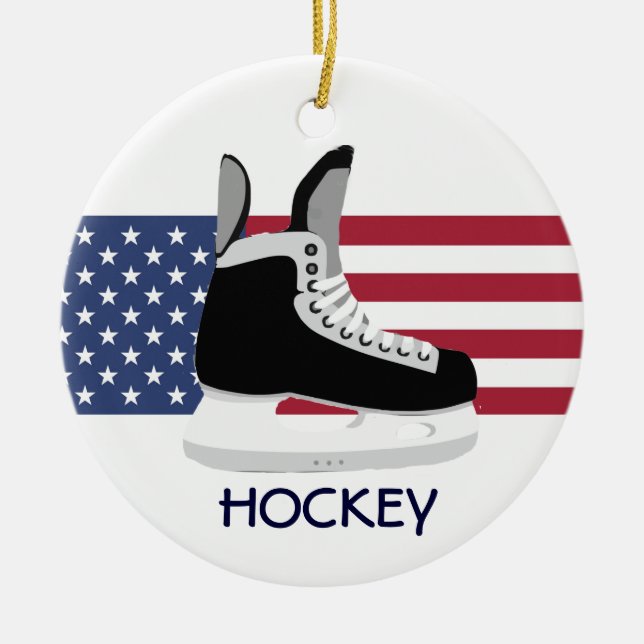 Patriotique Hockey Skate Design Ornement (Devant)