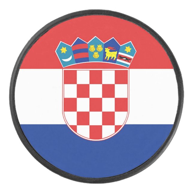 Patriotique hockeyeur avec drapeau de Croatie (Devant)