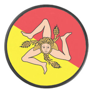 Patriotique hockeyeur avec drapeau de la Sicile