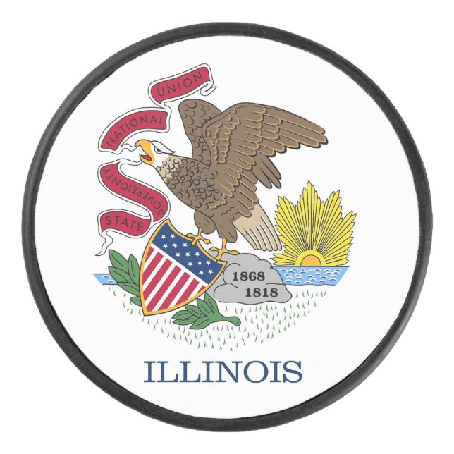 Patriotique hockeyeur avec drapeau de l'Illinois (Devant)