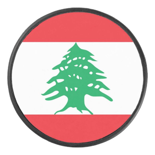 Patriotique hockeyeur avec drapeau du Liban (Devant)