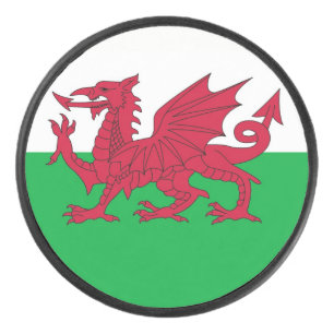 Patriotique hockeyeur avec drapeau du Pays de Gall