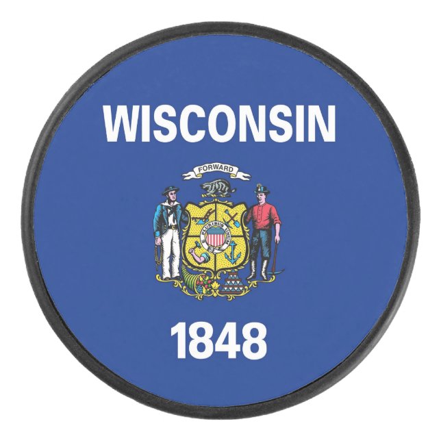 Patriotique hockeyeur avec drapeau du Wisconsin (Devant)
