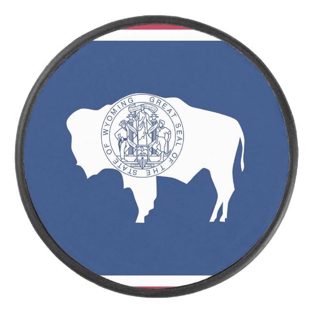 Patriotique hockeyeur avec drapeau du Wyoming (Devant)