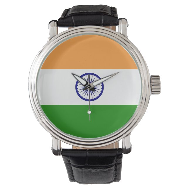 Patriotique, montre spéciale avec Drapeau de l'Ind (devant)