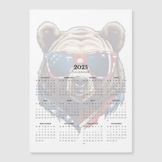 Patriotique Ours Rouge Blanc Bleu 2025 Magnet Cale