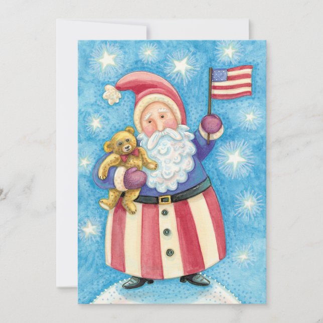 Patriotique Santa Claus Fête de Noël Invitation (Devant)