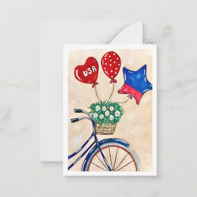 Patriotique vélo Flat Note Cartes (Devant)