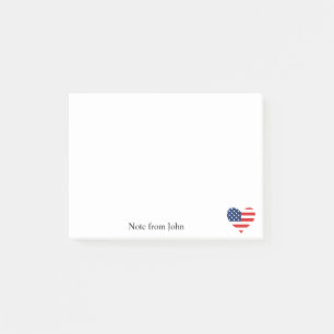 Patriotism America USA Flag Heart Custom Post-it Notes