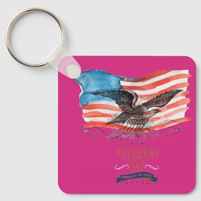 Patriots remembered magenta keychain (Front)