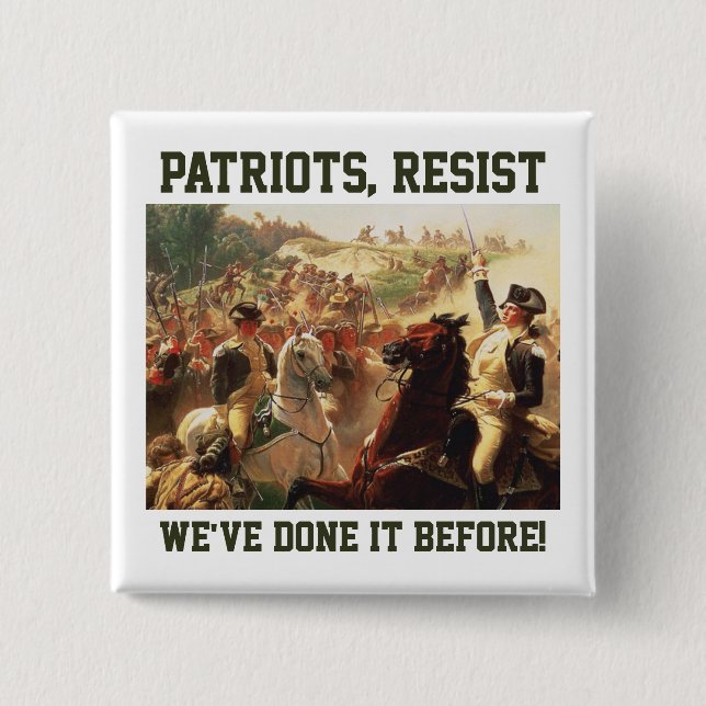 Patriots Resist Attacks on Democracy  2 Inch Square Button (Front)